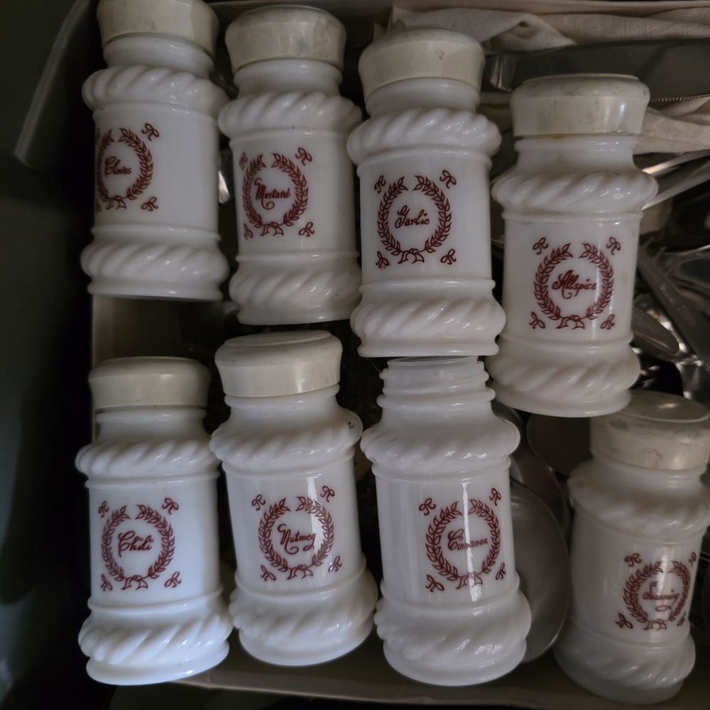 Vintage White Spice Jars Set - Picture 3 of 3